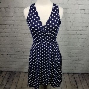 Caution To The Wind Polka Dot Faux Wrap Dress